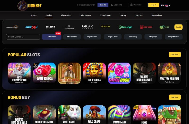 Domanda di accesso e registrazione per il casinò Donbet